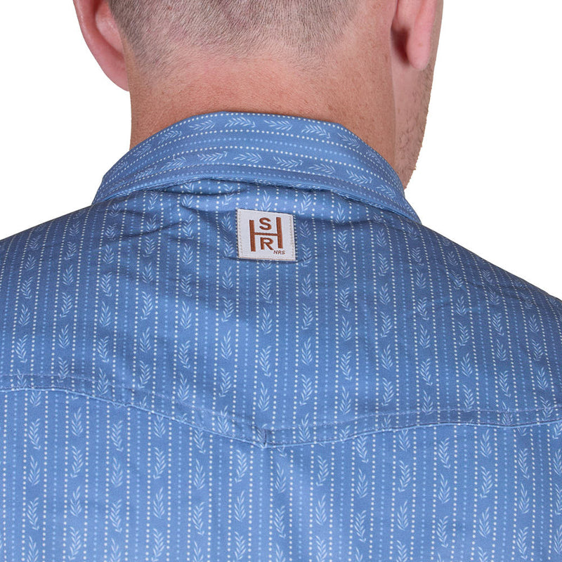 Sand Hill Ranch Men's Blue Wallpaper Short Sleeve Snap Shirt