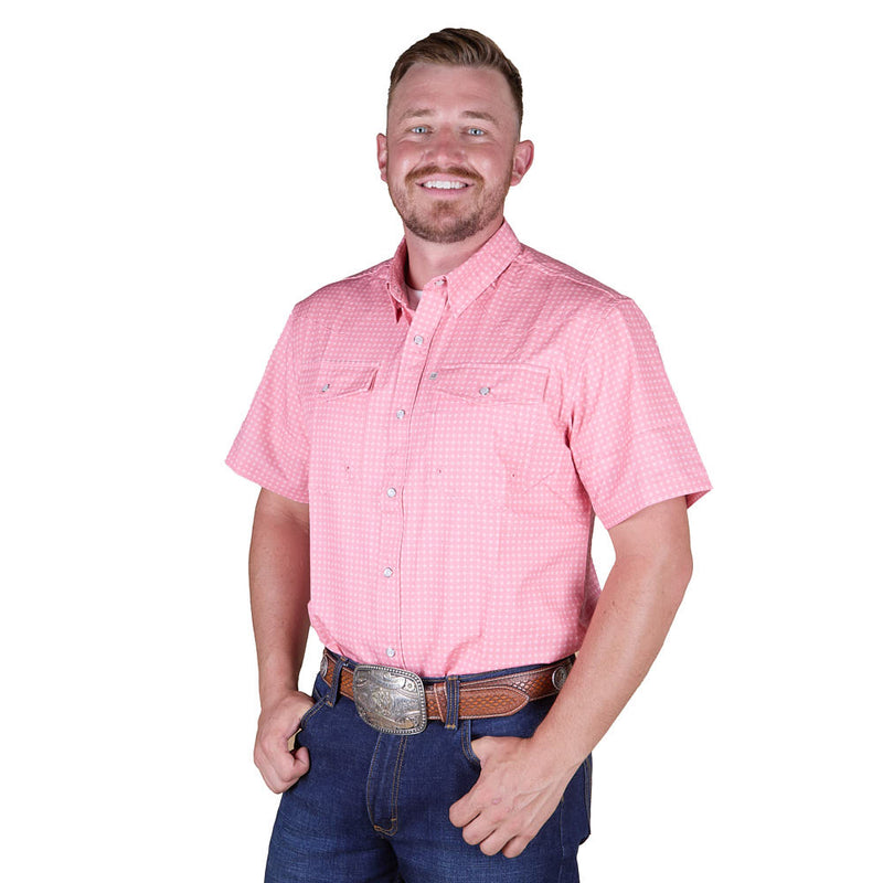 Sand Hill Ranch Men's Coral Optimist Short Sleeve Snap Shirt