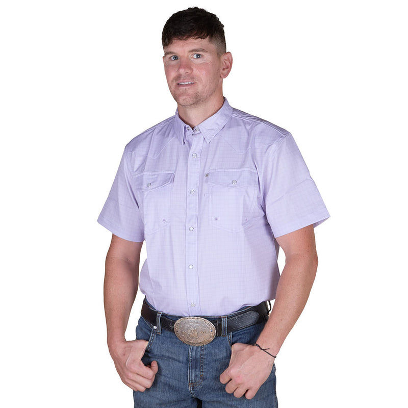 Sand Hill Ranch Men's Lavender Square Short Sleeve Snap Shirt