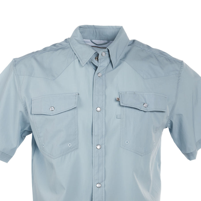 Brandcowboy Sandhill Ranch Men's Light Blue Short Sleeve Pearl Snap Shirt