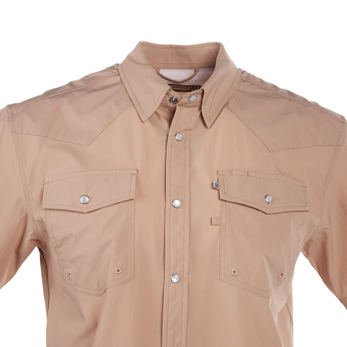 Brandcowboy Sandhill Ranch Men's Medium Tan Short Sleeve Pearl Snap Shirt