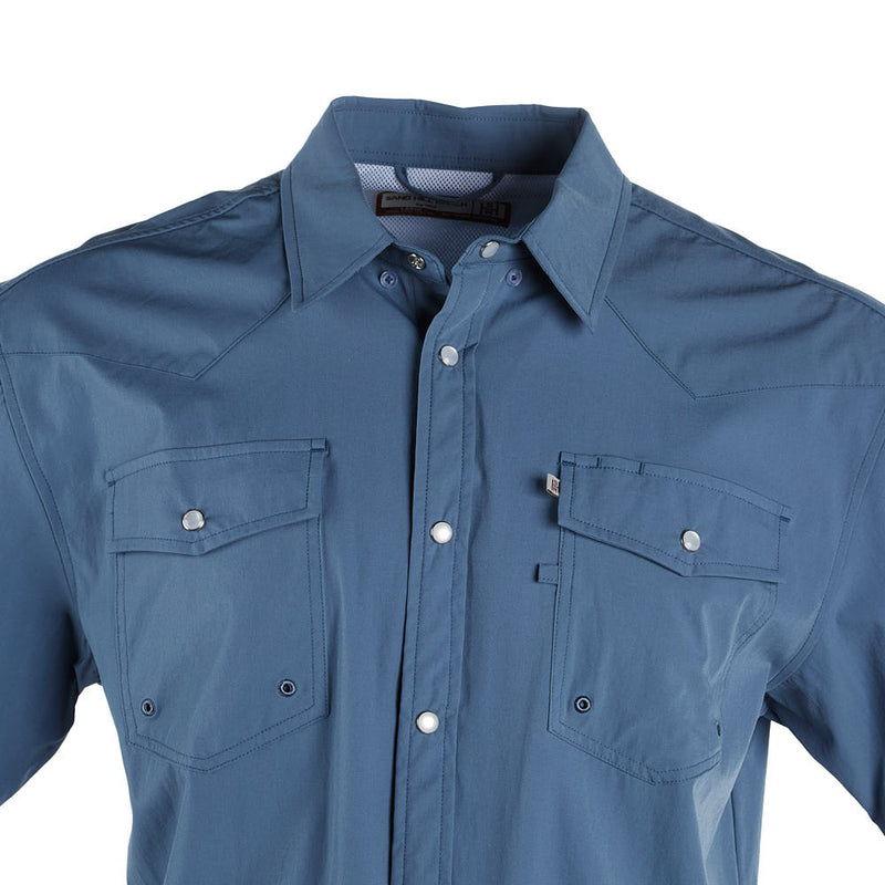 Brandcowboy Sandhill Ranch Medium Blue Short Sleeve Pearl Snap Shirt