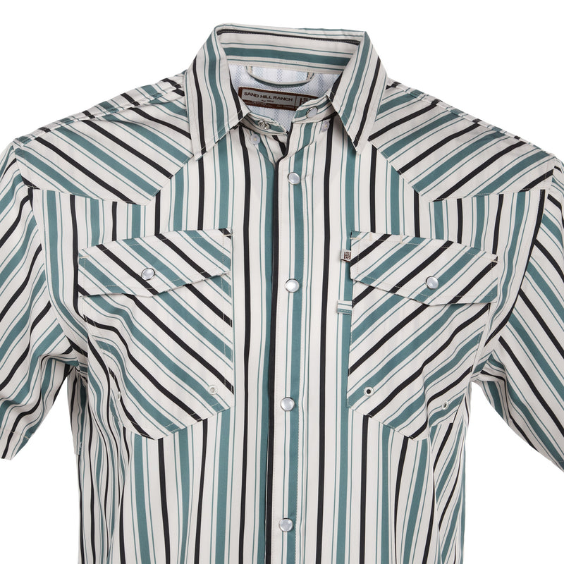 Brandcowboy Sandhill Ranch Men's Dusty Stripes Short Sleeve Snap Shirt