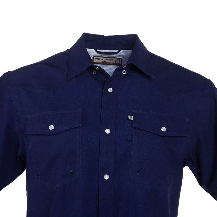 Brandcowboy Sandhill Ranch Men's Chic Chambray Short Sleeve Snap Shirt