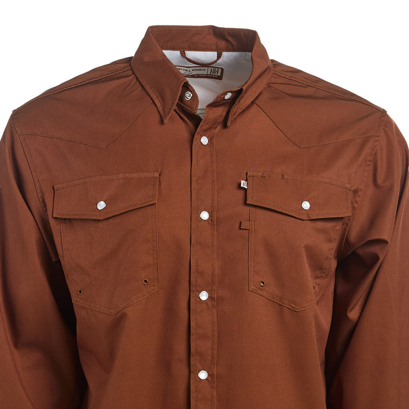 Brandcowboy Men's Tan Long Sleeve Snap Shirt