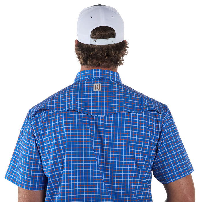 Sand Hill Ranch Men's Blue Grid Print Short Sleeve Snap Shirt