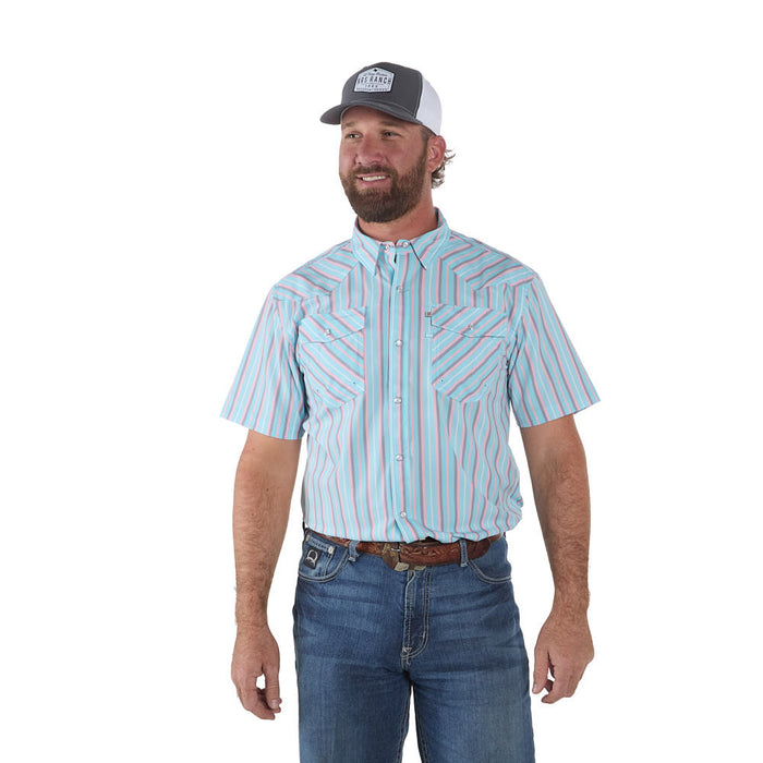 Sand Hill Ranch Men's Pastel Striped Short Sleeve Snap Shirt