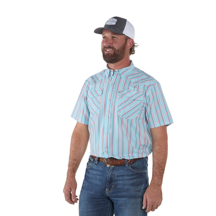 Sand Hill Ranch Men's Pastel Striped Short Sleeve Snap Shirt