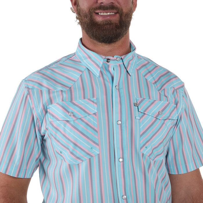 Sand Hill Ranch Men's Pastel Striped Short Sleeve Snap Shirt
