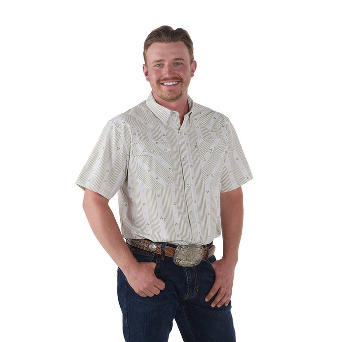 Sand Hill Ranch Men's Green Wallpaper Short Sleeve Snap Shirt