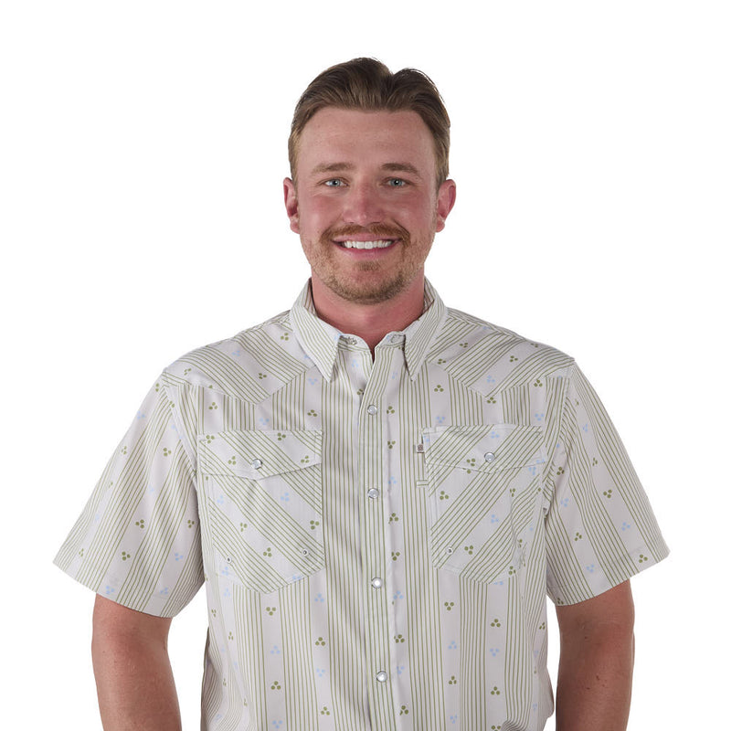 Sand Hill Ranch Men's Green Wallpaper Short Sleeve Snap Shirt