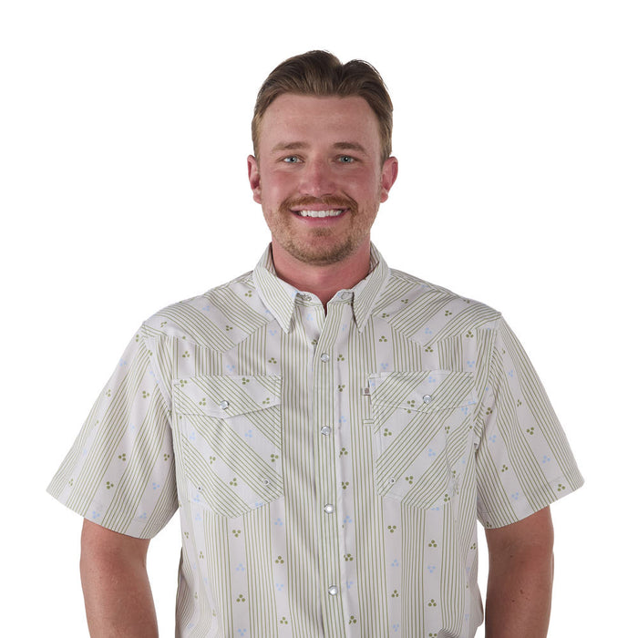 Sand Hill Ranch Men's Green Wallpaper Short Sleeve Snap Shirt