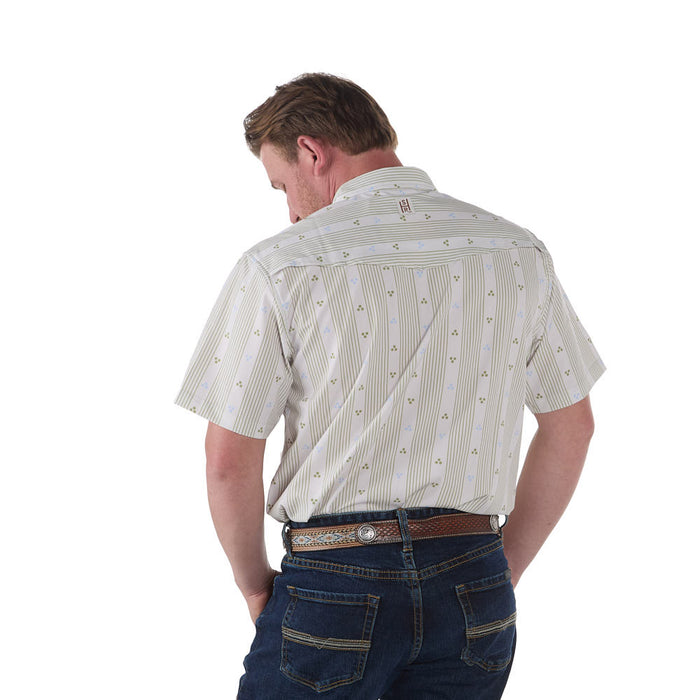 Sand Hill Ranch Men's Green Wallpaper Short Sleeve Snap Shirt