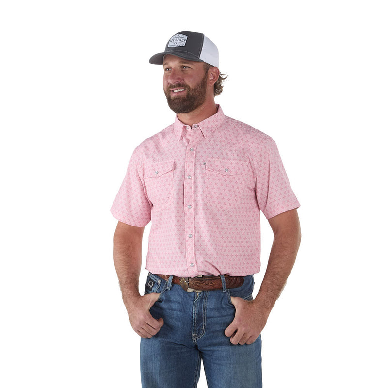Sand Hill Ranch Men's Two Tone Pink Short Sleeve Snap Shirt