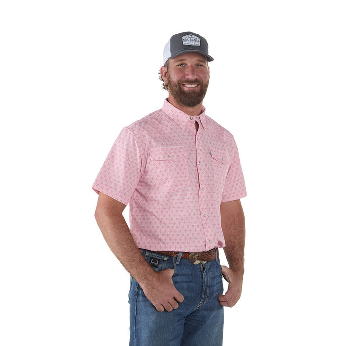 Sand Hill Ranch Men's Two Tone Pink Short Sleeve Snap Shirt
