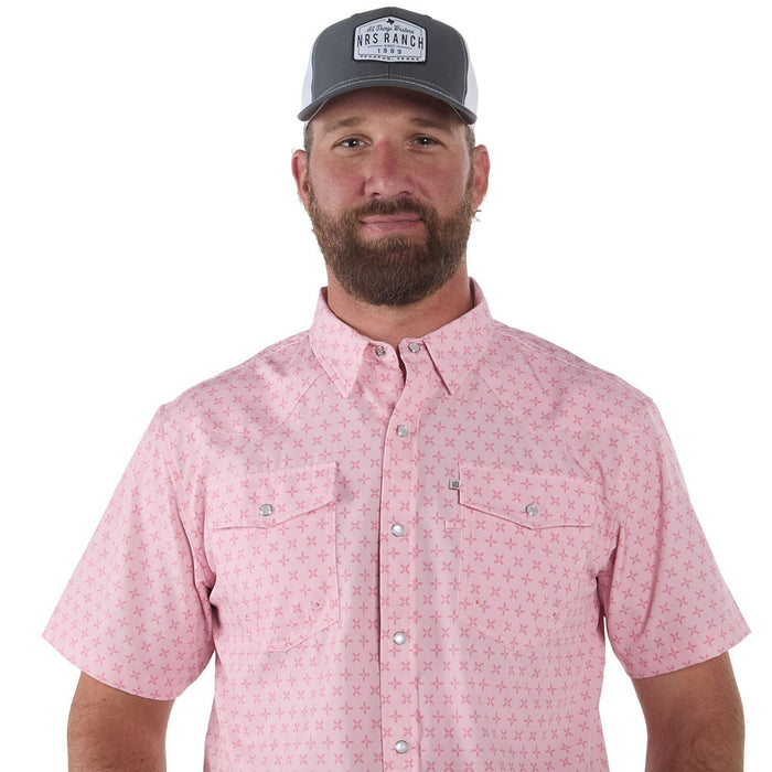 Sand Hill Ranch Men's Two Tone Pink Short Sleeve Snap Shirt