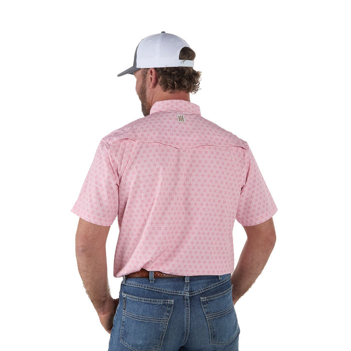 Sand Hill Ranch Men's Two Tone Pink Short Sleeve Snap Shirt