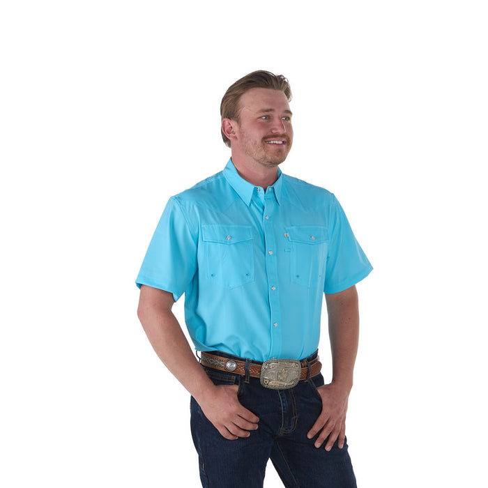Sand Hill Ranch Men's Baby Blue Outdoor Performance Short Sleeve Snap Shirt