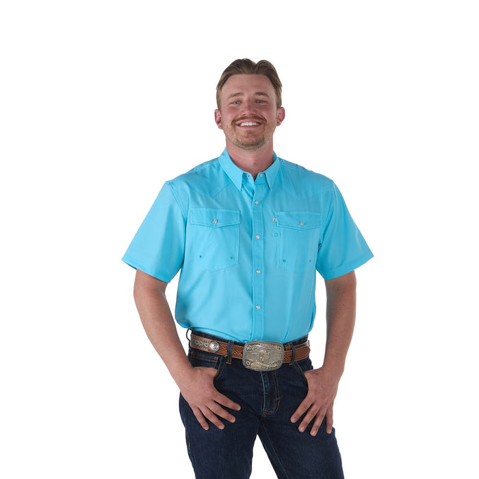 Sand Hill Ranch Men's Baby Blue Outdoor Performance Short Sleeve Snap Shirt