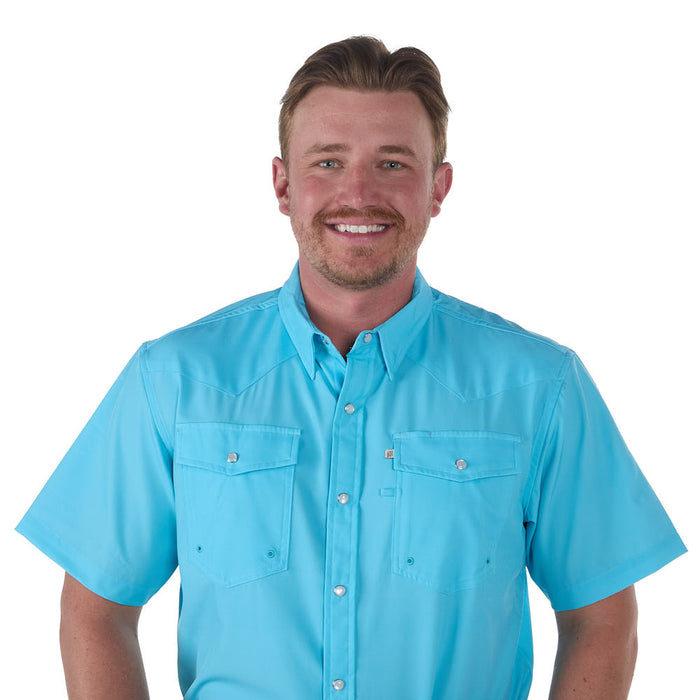 Sand Hill Ranch Men's Baby Blue Outdoor Performance Short Sleeve Snap Shirt