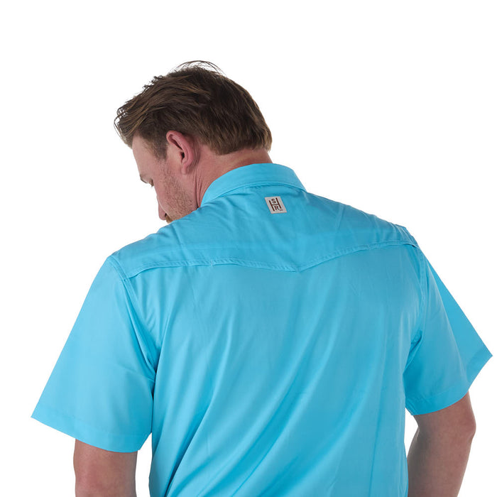 Sand Hill Ranch Men's Baby Blue Outdoor Performance Short Sleeve Snap Shirt
