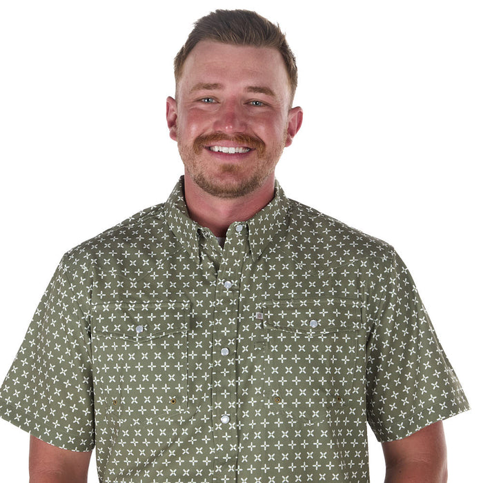 Sand Hill Ranch Men's Sage Stars Outdoor Performance Short Sleeve Snap Shirt