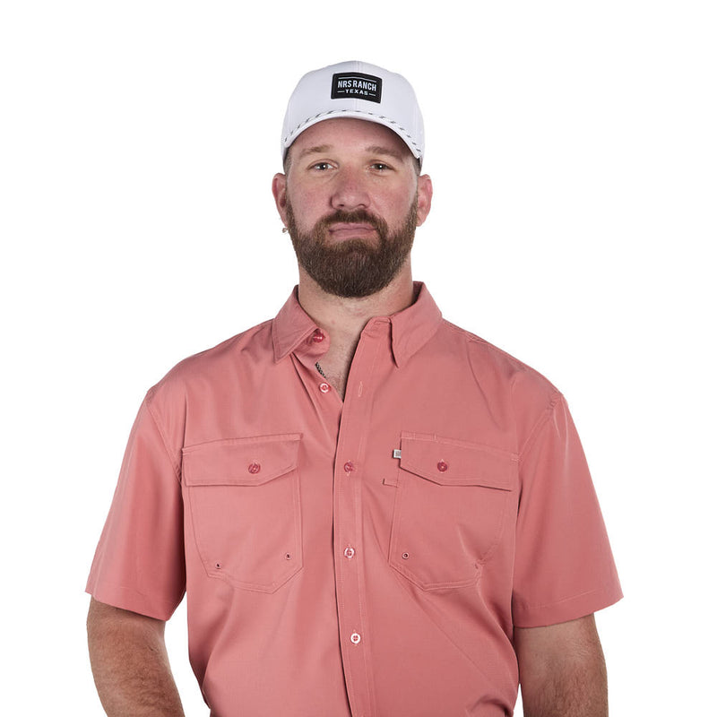 Sand Hill Ranch Men's Peach Waffle Short Sleeve Snap Shirt