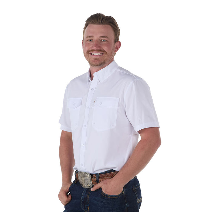 Sand Hill Ranch Men's White Waffle Short Sleeve Snap Shirt