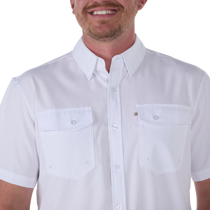Sand Hill Ranch Men's White Waffle Short Sleeve Snap Shirt