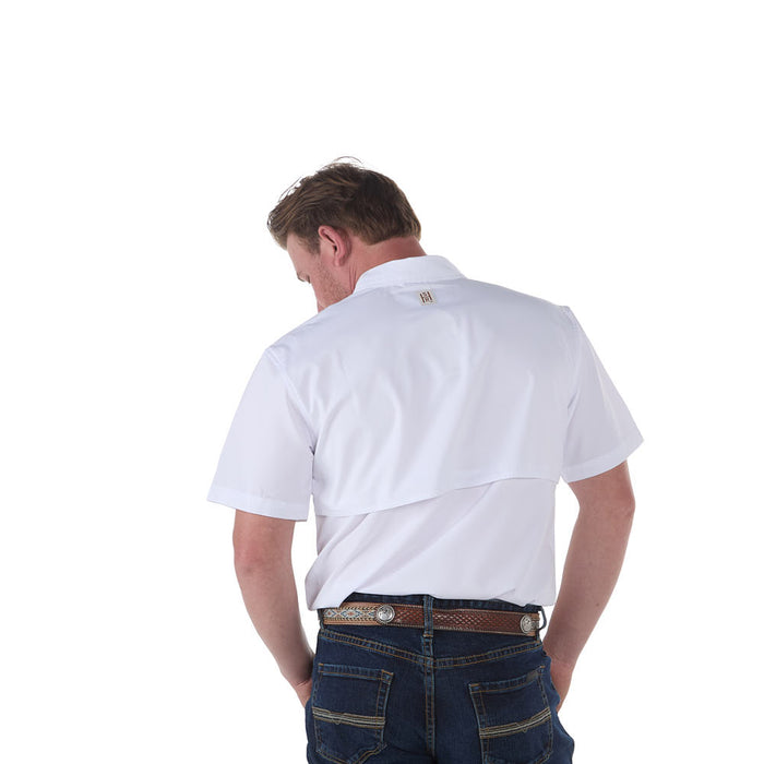 Sand Hill Ranch Men's White Waffle Short Sleeve Snap Shirt