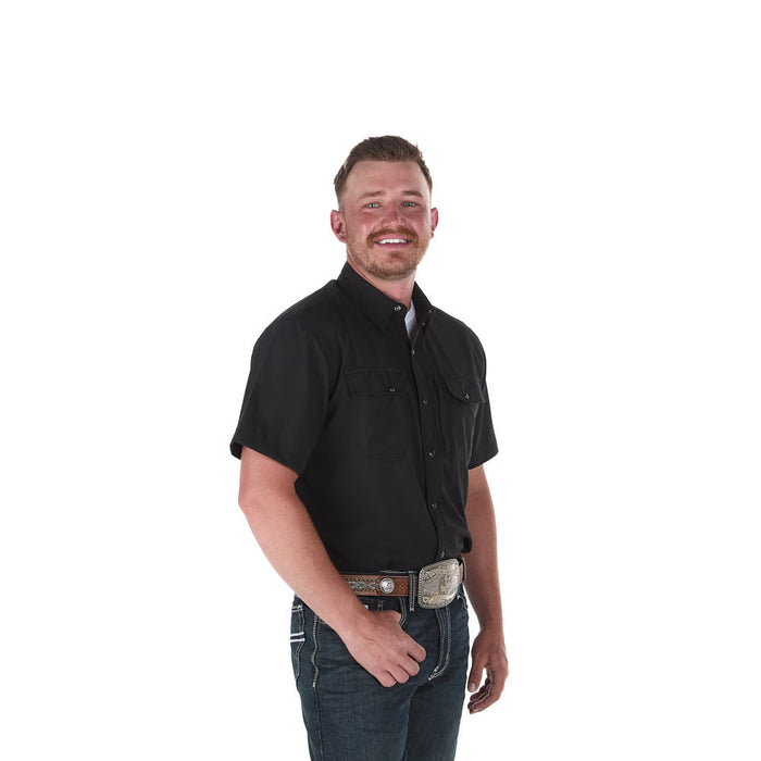 Sand Hill Ranch Men's Black Outdoor Performance Short Sleeve Snap Shirt
