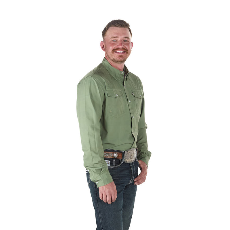 Sand Hill Ranch Men's Sage Outdoor Performance Long Sleeve Snap Shirt