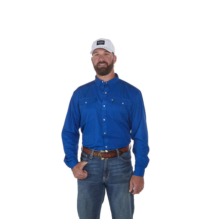 Sand Hill Ranch Men's Royal Solid Outdoor Performance Long Sleeve Snap Shirt