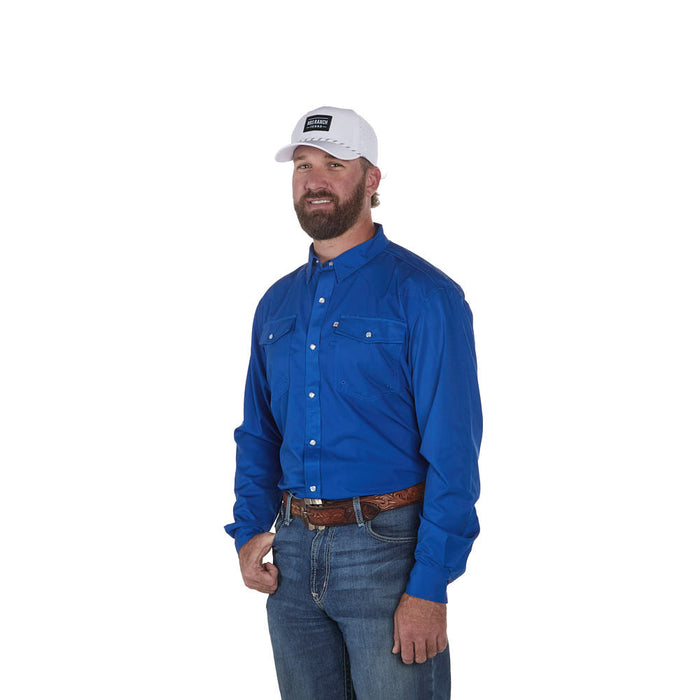 Sand Hill Ranch Men's Royal Solid Outdoor Performance Long Sleeve Snap Shirt