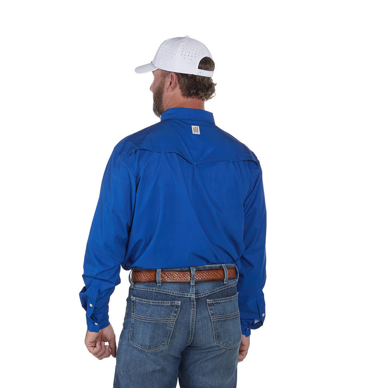 Sand Hill Ranch Men's Royal Solid Outdoor Performance Long Sleeve Snap Shirt