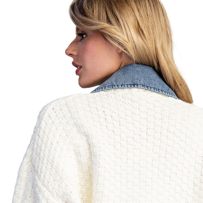 Ee Some Women's Cream Contrast Button Jacket