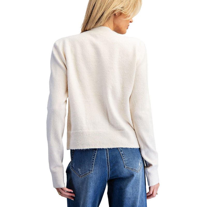 Ee Some Women's Vanilla Cream Heart Button Cardigan