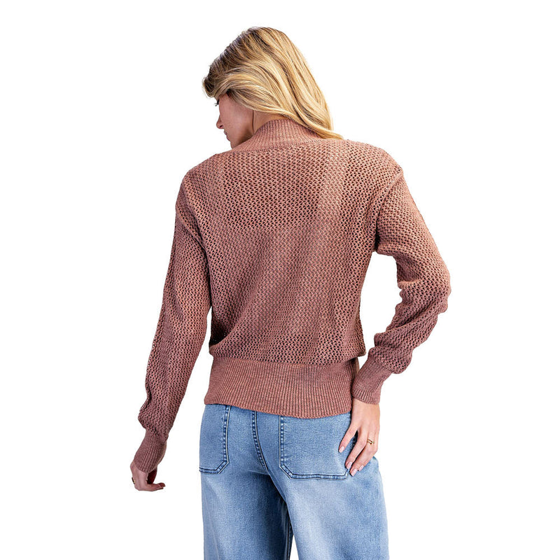 Ee Some Women's Copper Brown Side Stripe Knit Jacket