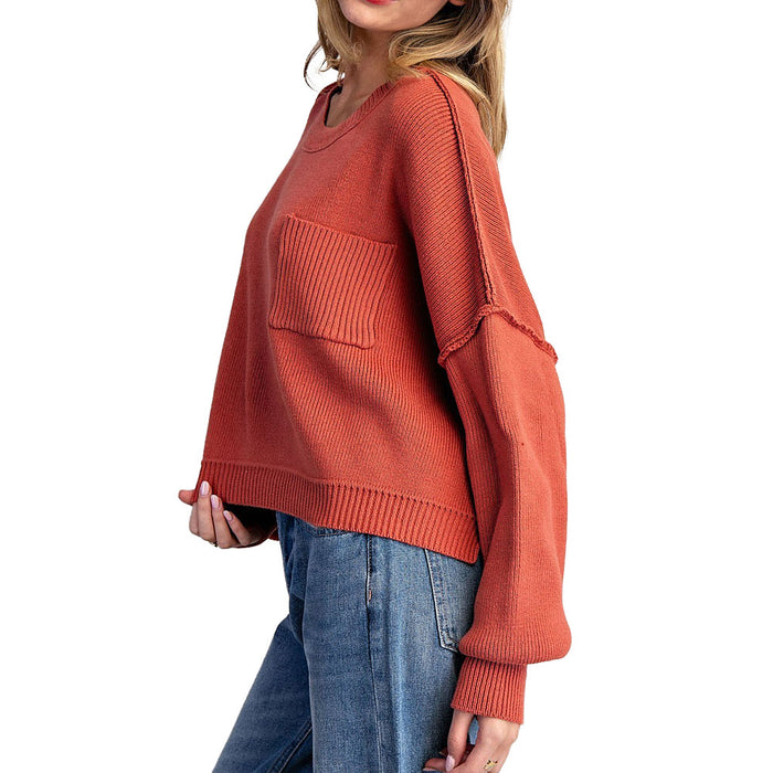 Ee Some Women's Clay Long Sleeve Cropped Sweater
