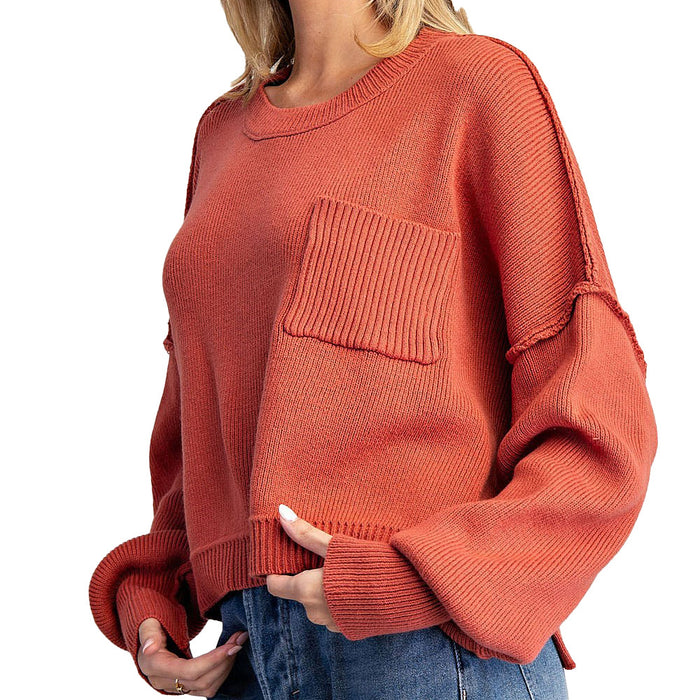 Ee Some Women's Clay Long Sleeve Cropped Sweater