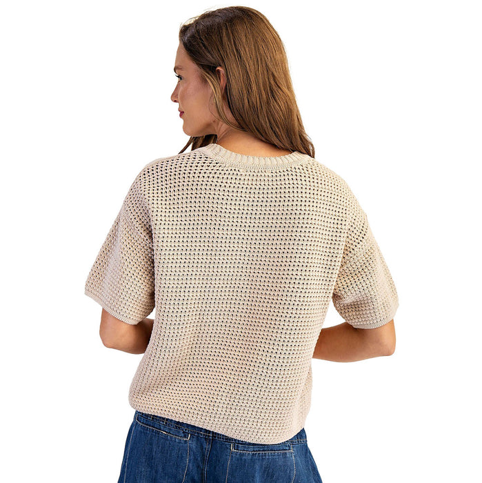 Ee Some Women's Sand Boxy Short Sleeve Sweater