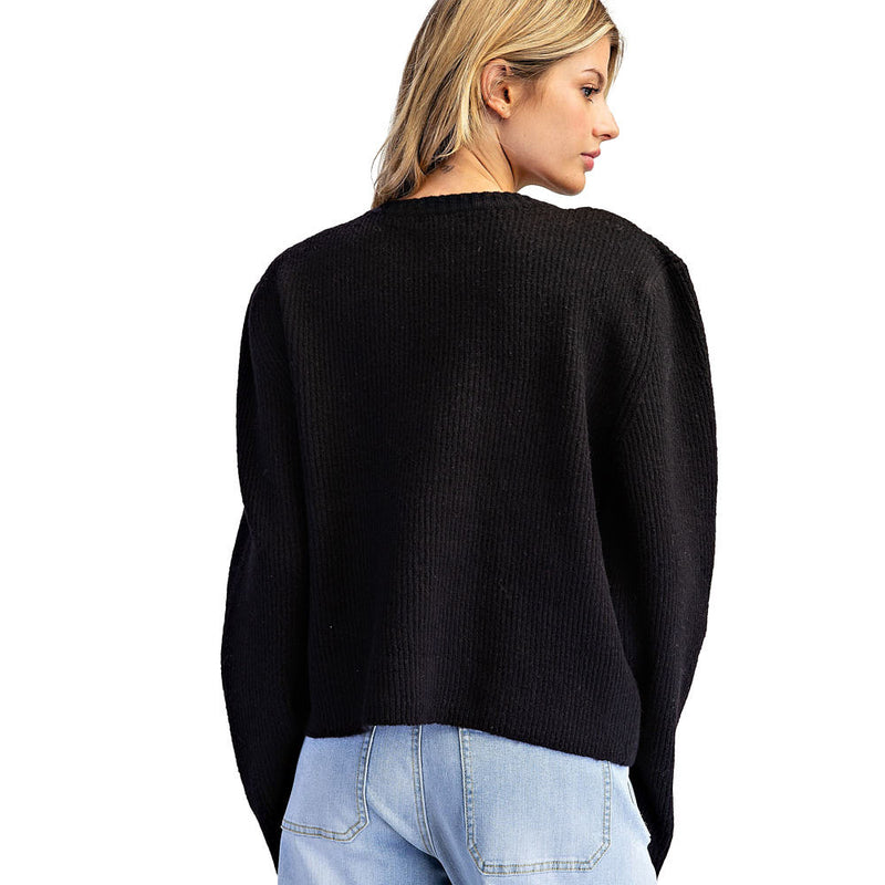 Ee Some Women's Black Rhinestone Bow Sweater