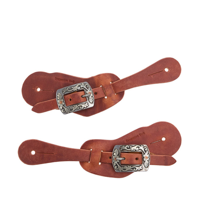 Cowperson Tack Ladies Square Floral Buckle Spur Straps