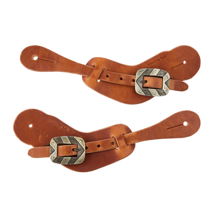 Cowperson Tack Men's Slick Leather Buckaroo Spur Straps with Bar Cart Buckle