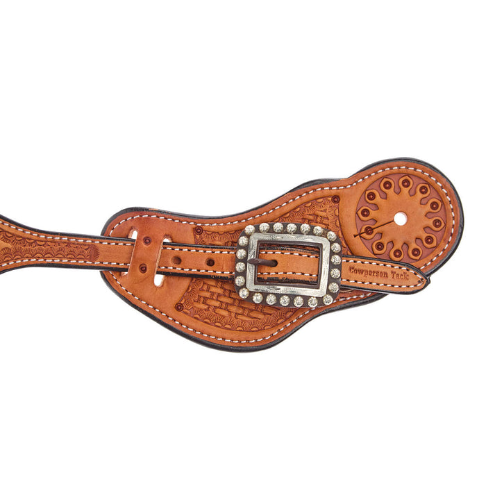 Cowperson Tack Ladies Natural Light Oil Antique Dot Cart Buckle Buckaroo Spur Straps