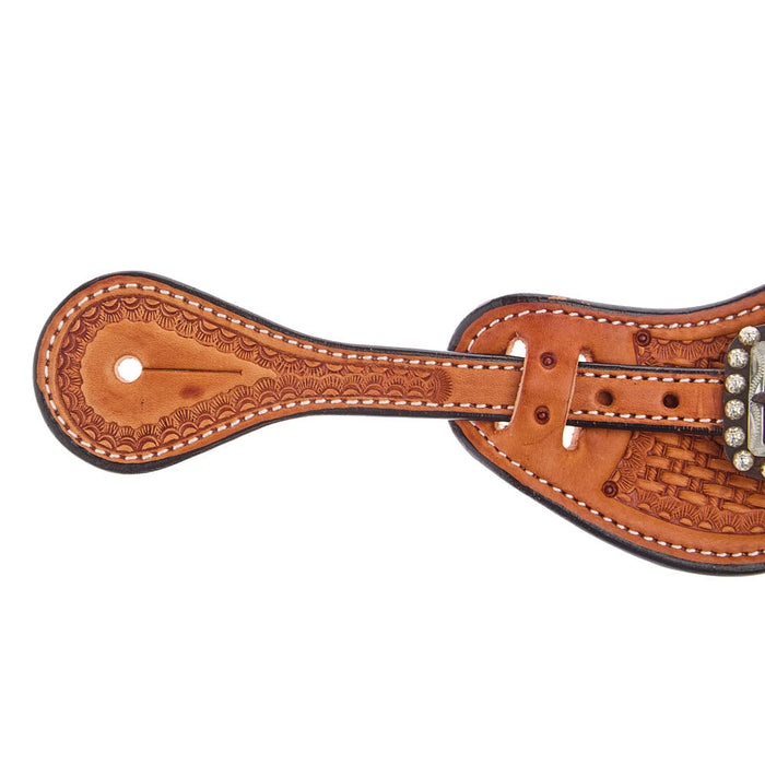 Cowperson Tack Men's Natural Light Oil Antique Dot Cart Buckle Buckaroo Spur Straps