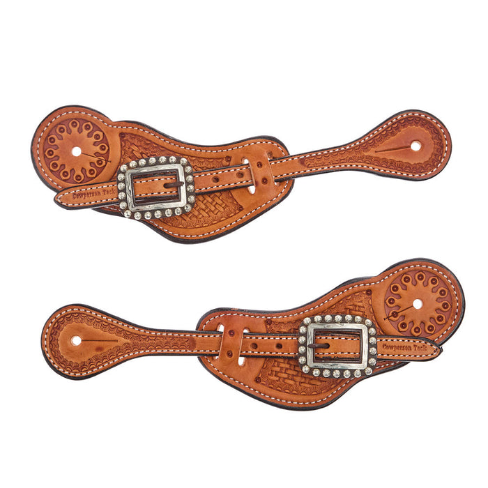 Cowperson Tack Ladies Natural Light Oil Antique Dot Cart Buckle Buckaroo Spur Straps