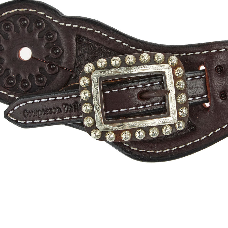 Cowperson Tack Ladies Dark Antique Dot Cart Buckle Buckaroo Spur Straps