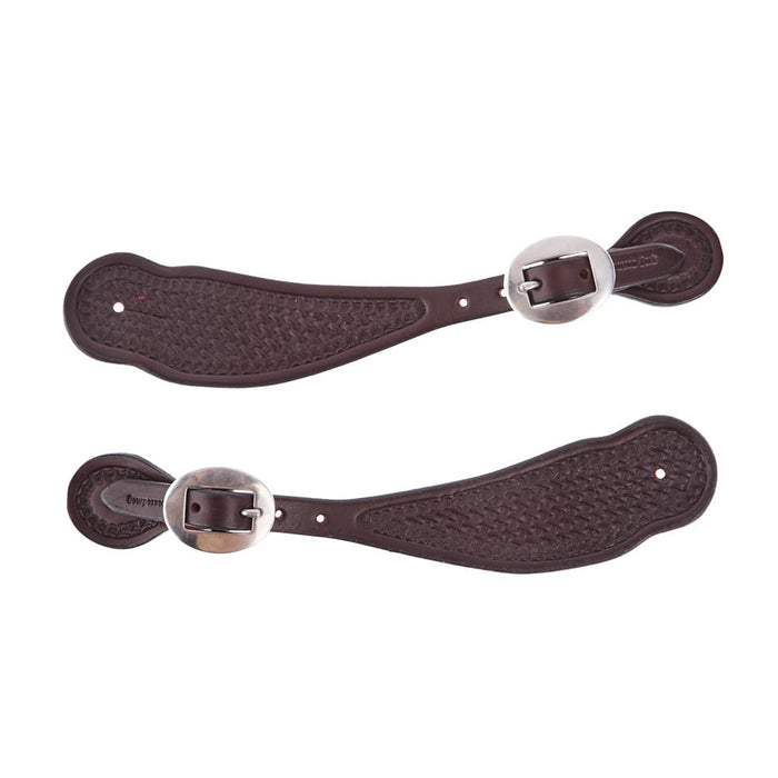 Cowperson Tack Men's Dark Leather Basket Stamp Spur Straps