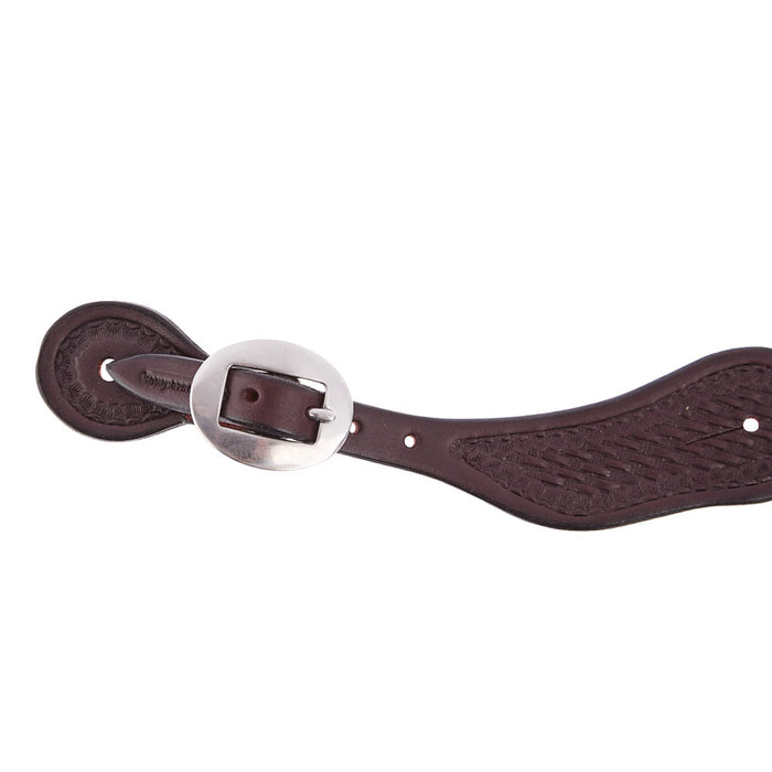 Cowperson Tack Ladies Dark Leather Basket Stamp Spur Straps